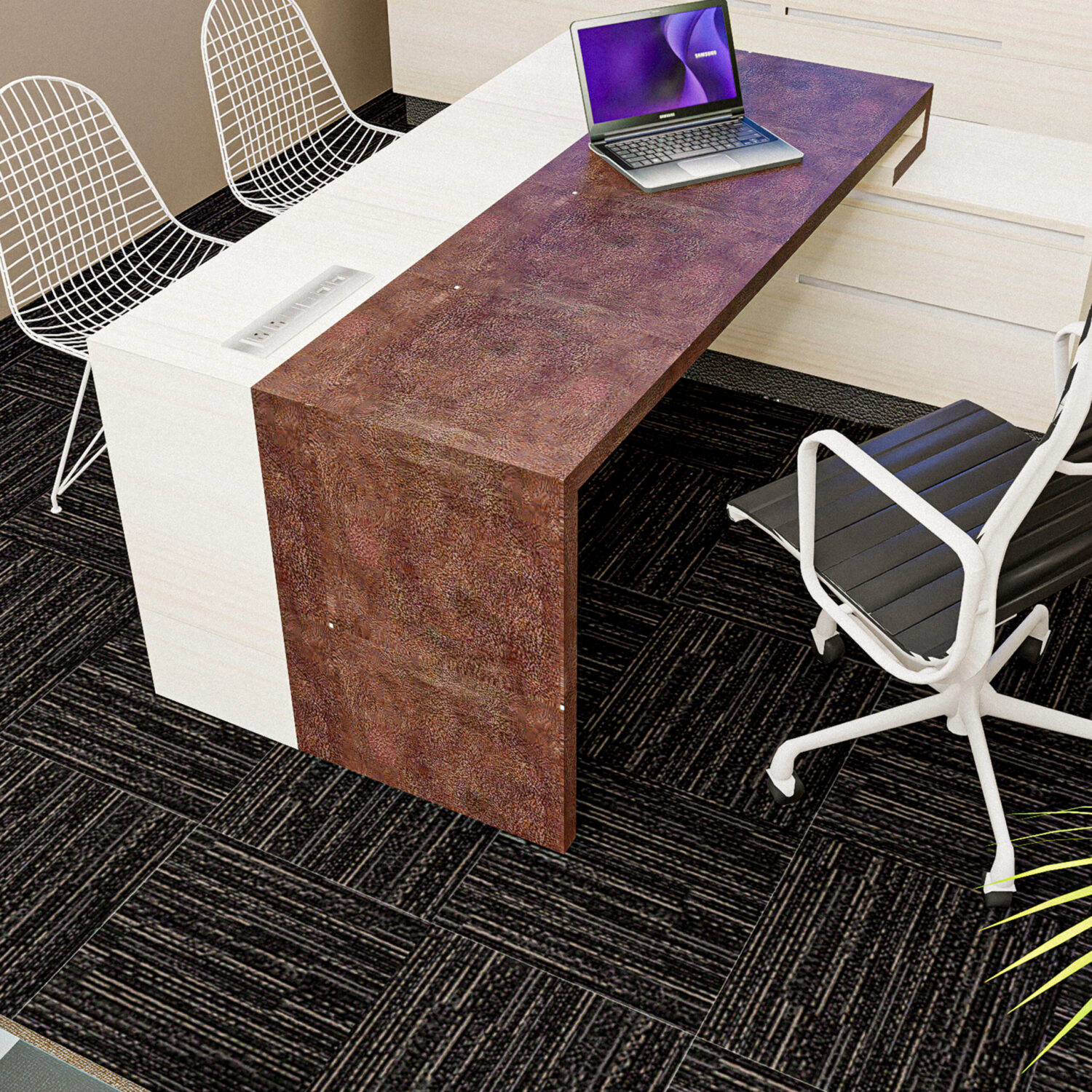 Alfombra Modular Color Negro Con Blanco | Colección Snowflake Modelo 07 - Imagen 2