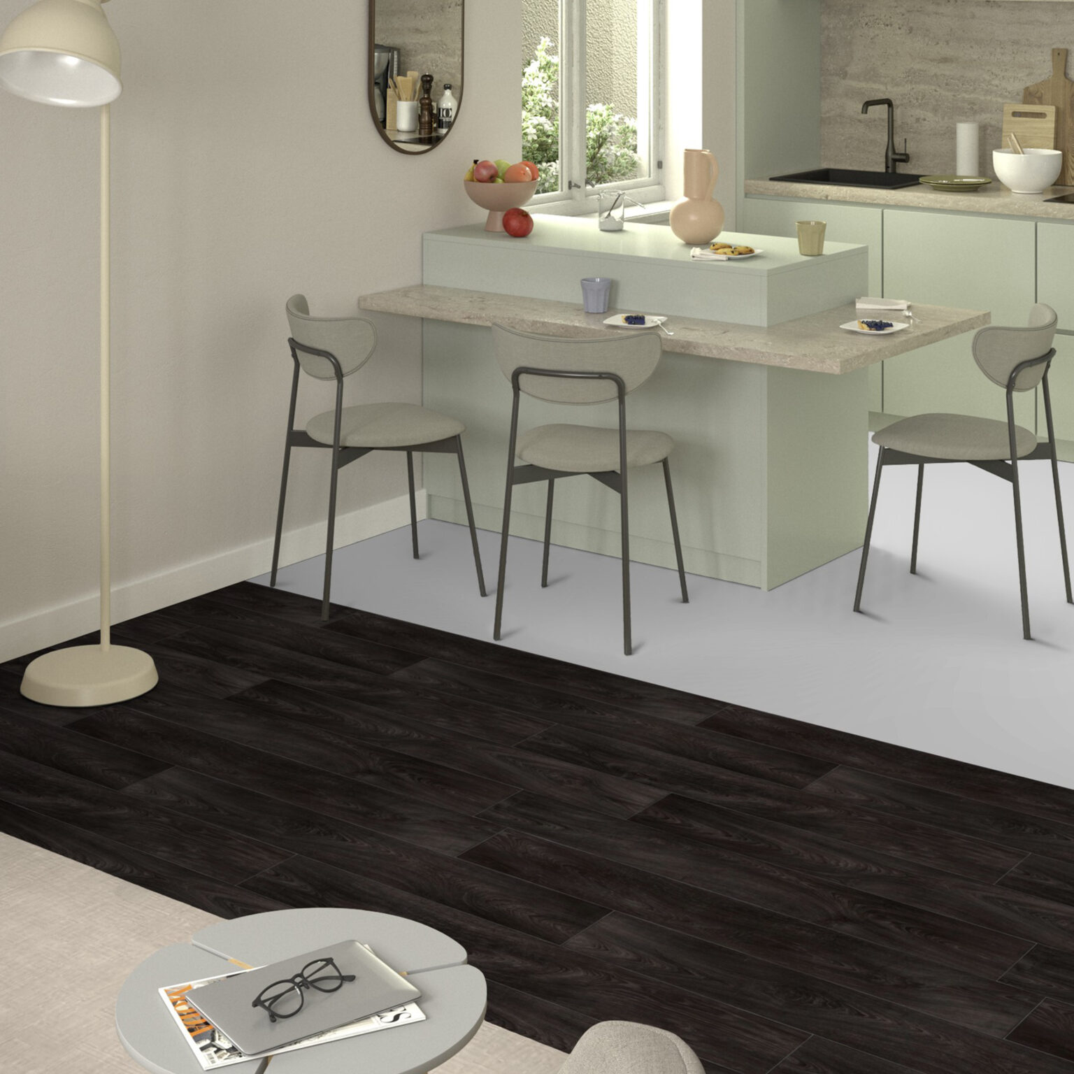 Piso vinilico en rollo Vintage Oak Dark Black - Imagen 2