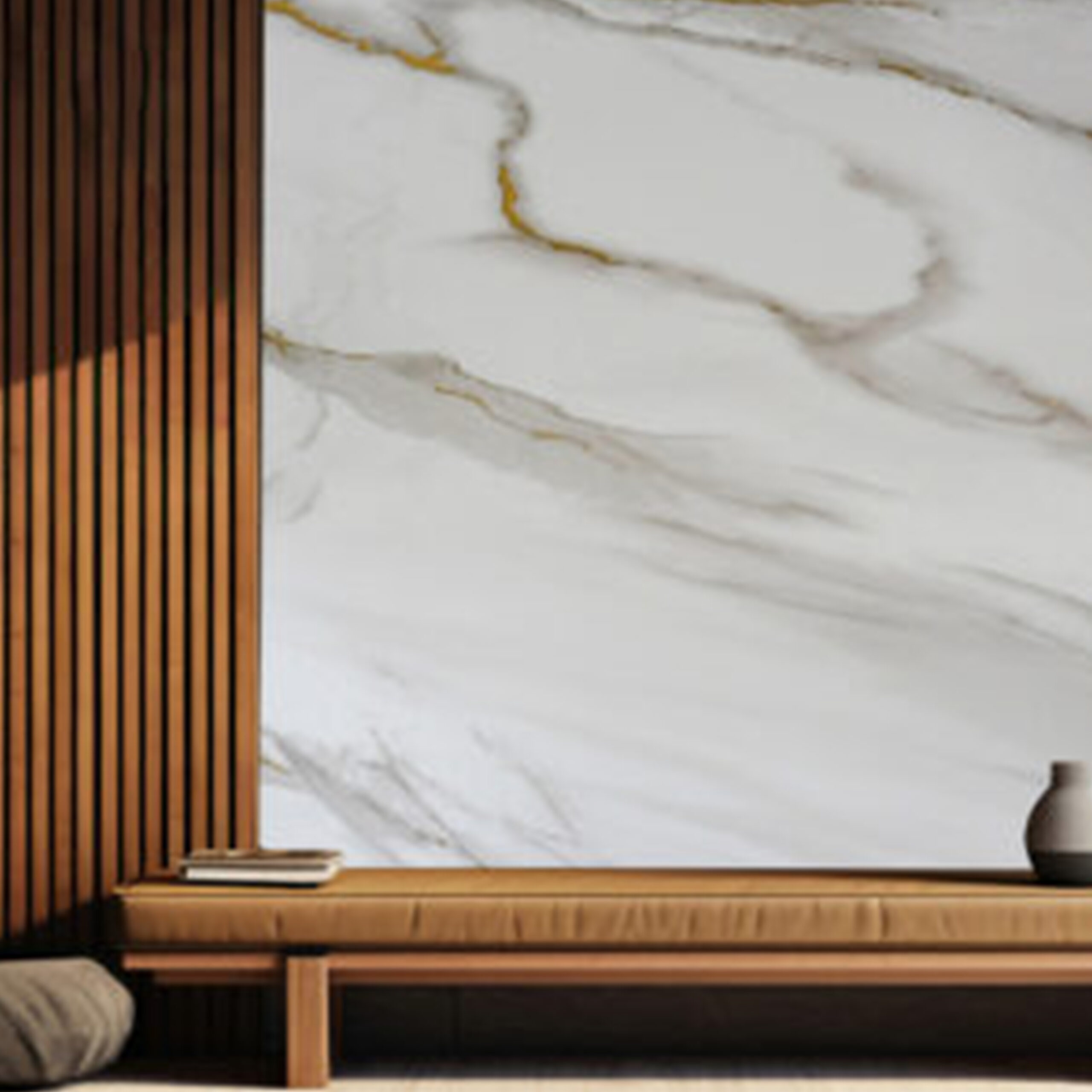 Placa Tipo Mármol Aviv (Color Blanco-Dorado) | Colección Biloba - Imagen 2