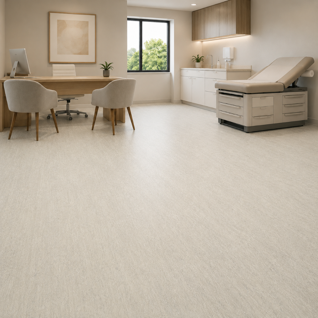 Piso Vinílico En Rollo Gris Claro | Mod: White Grey 872 | Piso Vinílico Comercial Optima - Imagen 3