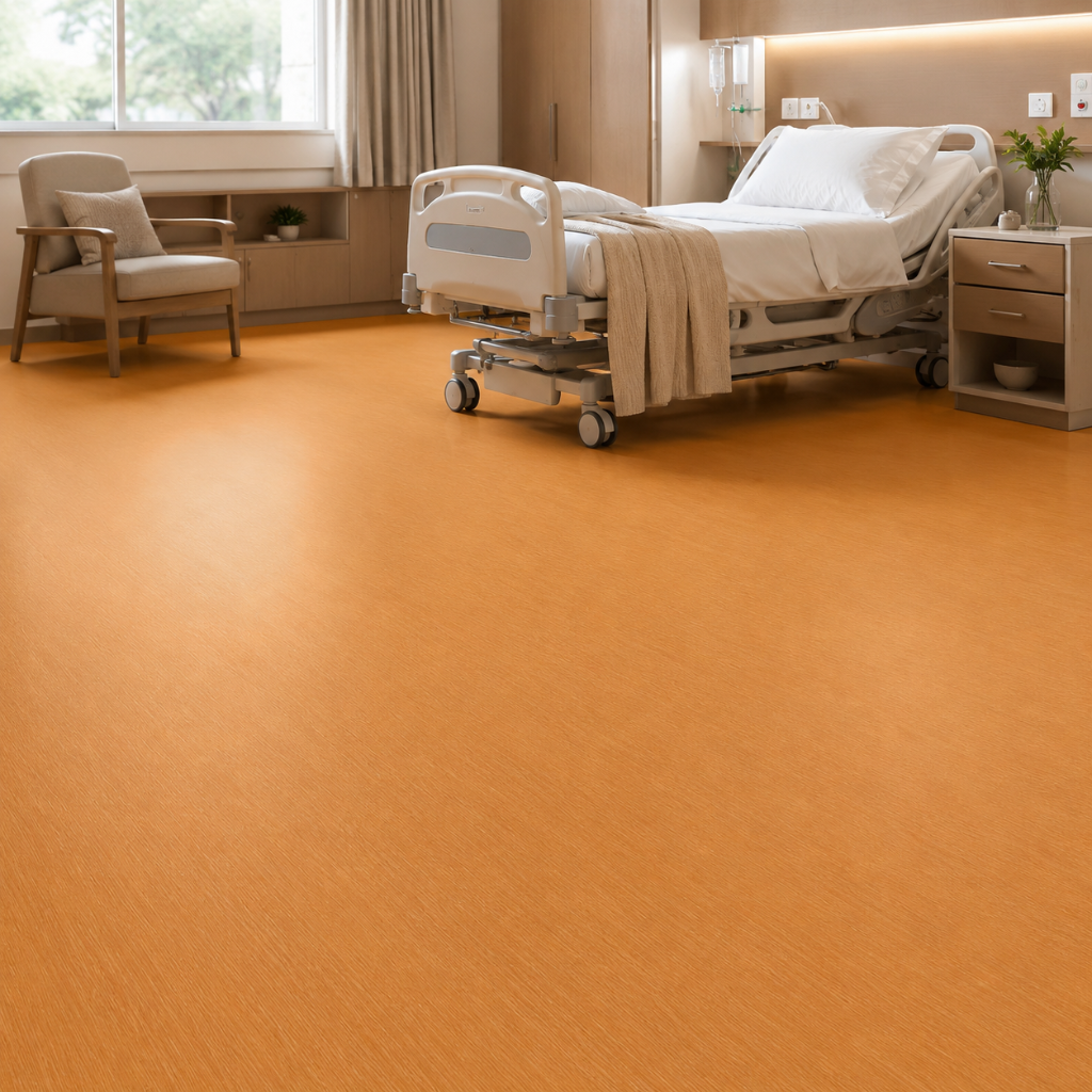 Piso Vinílico En Rollo Naranja | Mod: Brick Orange 257 | Piso Vinílico Comercial Optima - Imagen 3