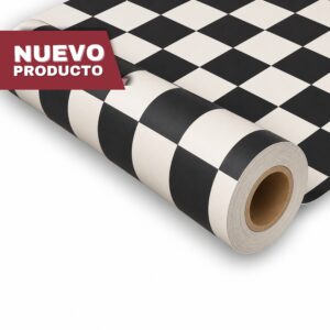Piso Vinílico En Rollo Tipo Ajedrez | Modelo: Echiquier 2 Black White | Linóleo Para Piso